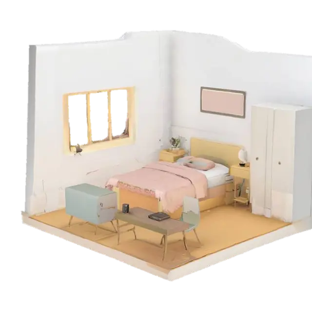 Bedroom - Room 3D model, vytvořený pomocí AI