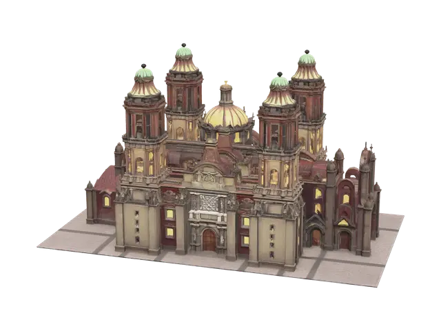 Realistic Zocalo Mexico - Plaza 3D model, vytvořený pomocí AI