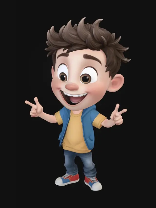 3D model for Joyful Peace Sign Kid