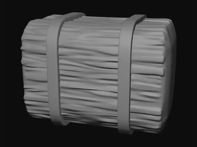 3D model for cute stylized hay bale toy, chunky rectangular hay bale with rounded edges, simple cartoon farm accessory, smooth clean surfaces, low poly, thick solid form, designed for 3D printing, no thin parts, collectible toy style, isolated on white background