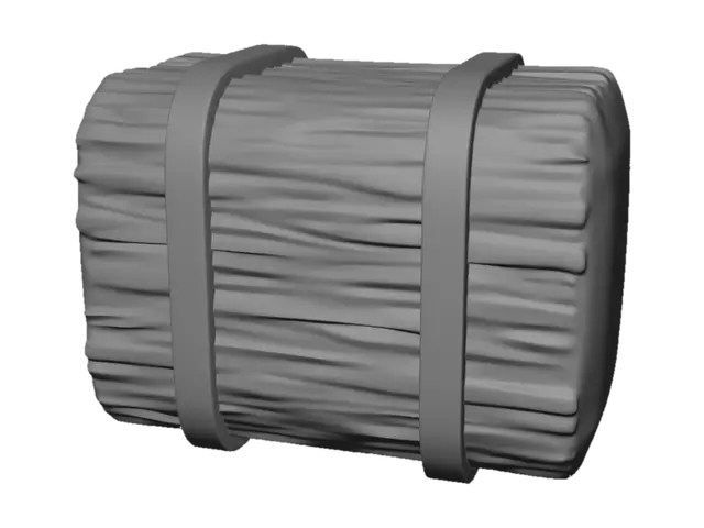 3D model for cute stylized hay bale toy, chunky rectangular hay bale with rounded edges, simple cartoon farm accessory, smooth clean surfaces, low poly, thick solid form, designed for 3D printing, no thin parts, collectible toy style, isolated on white background