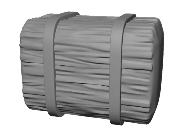 3D model for cute stylized hay bale toy, chunky rectangular hay bale with rounded edges, simple cartoon farm accessory, smooth clean surfaces, low poly, thick solid form, designed for 3D printing, no thin parts, collectible toy style, isolated on white background