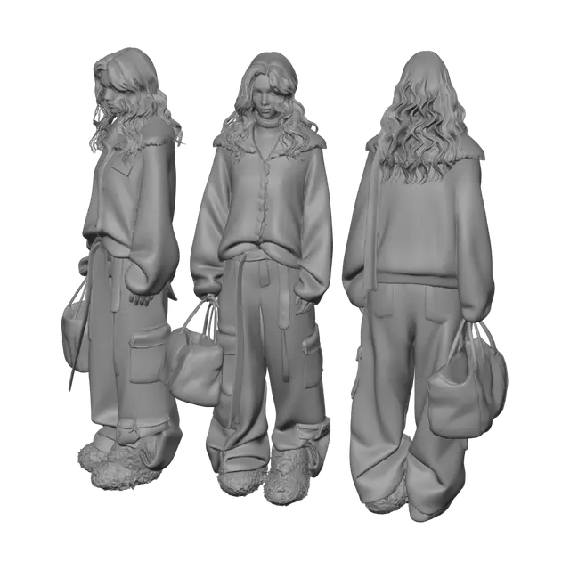 3D model for Winter Trio: Pink Knit and Olive Cargo