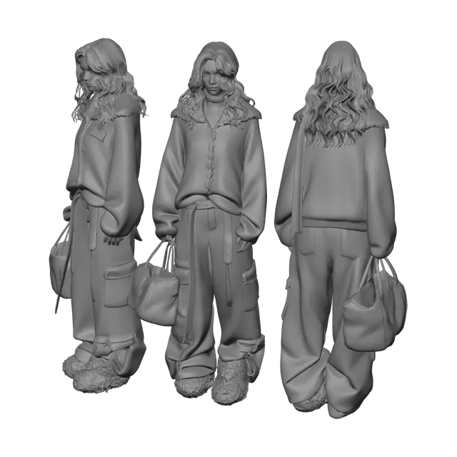3D model for Winter Trio: Pink Knit and Olive Cargo