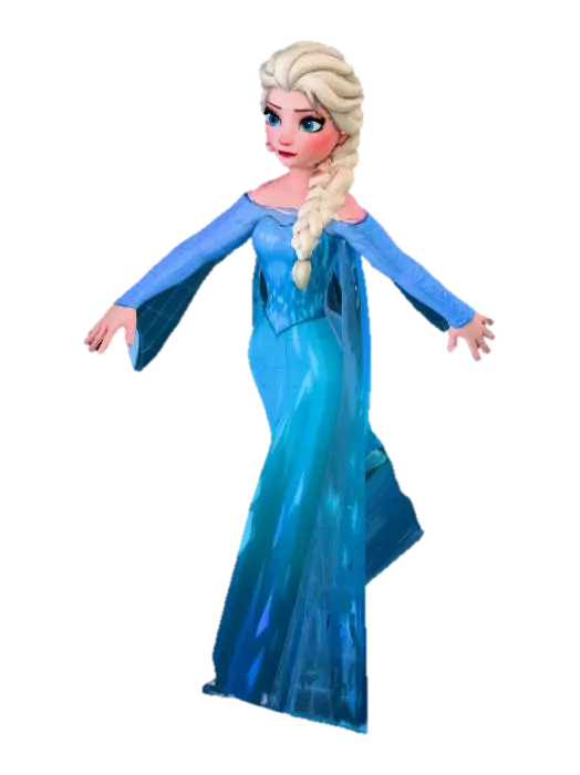 Create a stylized 3D character inspired by Elsa from Frozen in A-pose, suitable for… 3D model, vytvořený pomocí AI