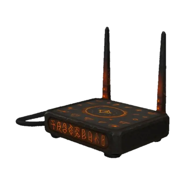 Runic Router - Internet 3D model, vytvořený pomocí AI