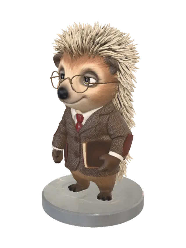 Teacher hedgehog - Academic 3D model, vytvořený pomocí AI