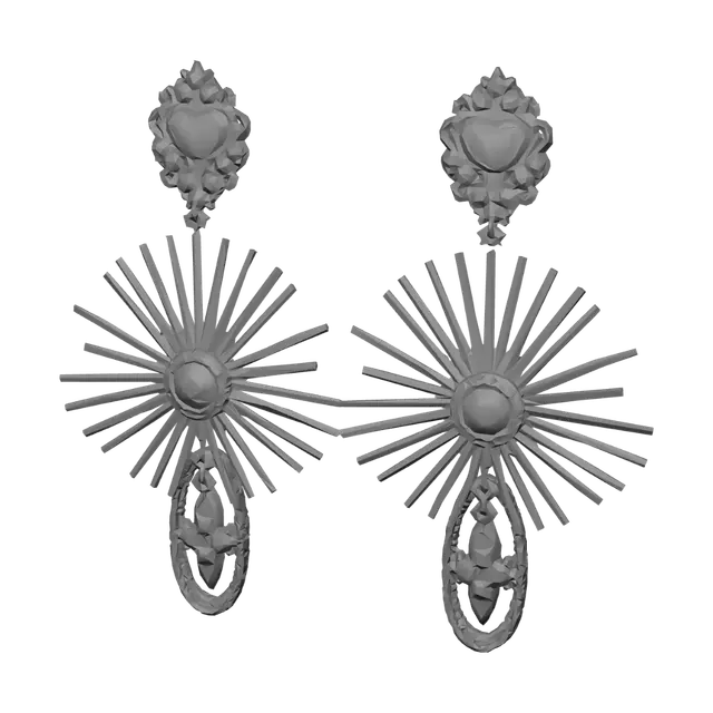 3D model for Gold Sunburst Amethyst Earrings