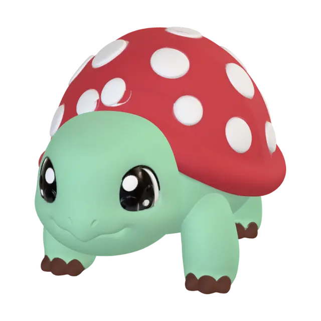 Toadstool Turtle - Canvas 3D model, vytvořený pomocí AI