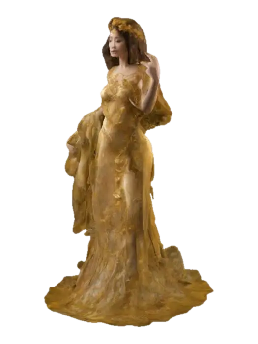 Modelo 3D de goddess woman in golden vine dress - Womanhood, gerado por IA