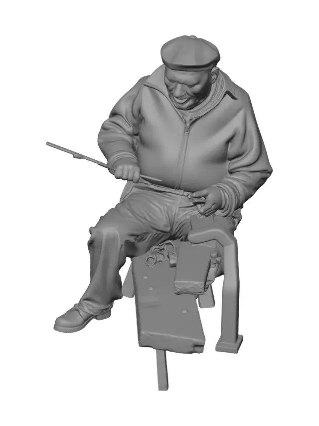 3D model for Old Woodworker in a Rustic Workshop