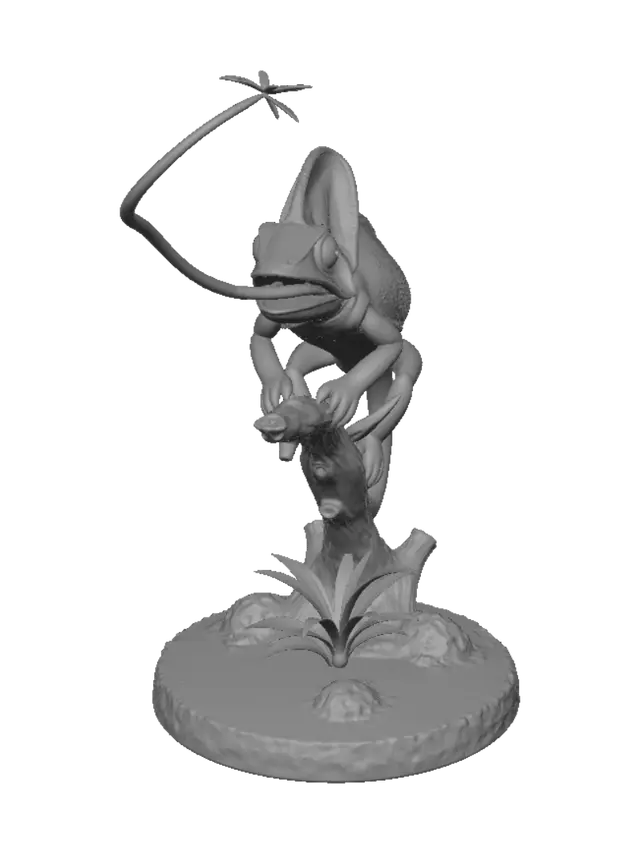 3D model for Emerald Chameleon on a Branch