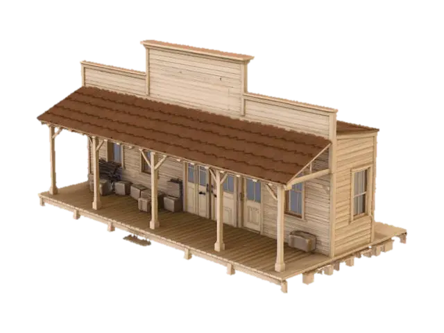 Desert Rail Stop - Railroad 3D model, vytvořený pomocí AI