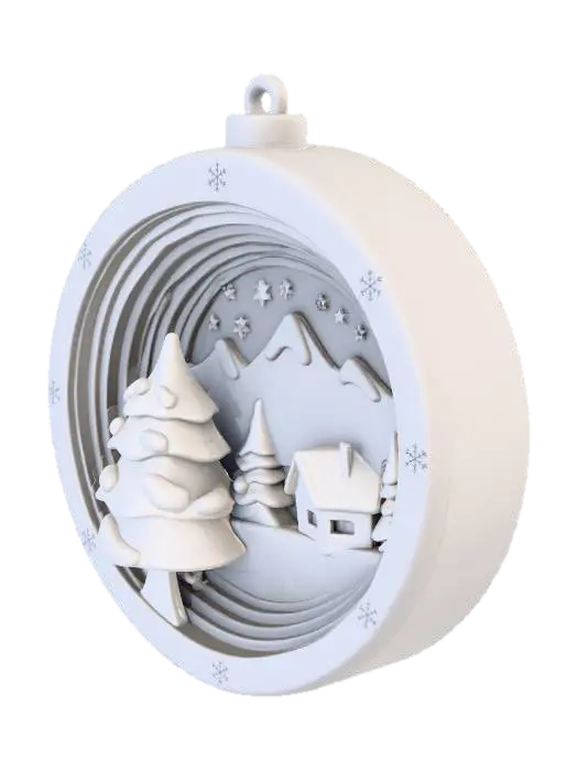 Winter Wonderland Ornament 3D model, vytvořený pomocí AI
