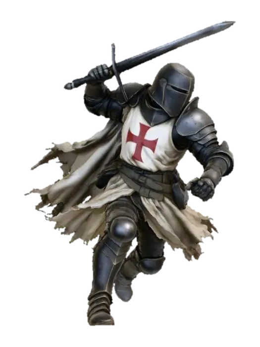 Crusader Charge 3D model, vytvořený pomocí AI