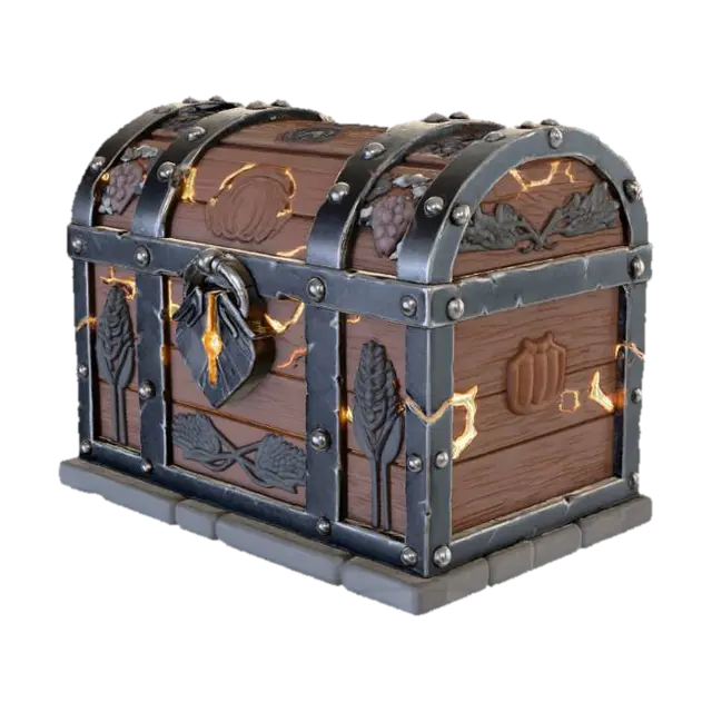 Enchanted Harvest Chest 3D model, vytvořený pomocí AI