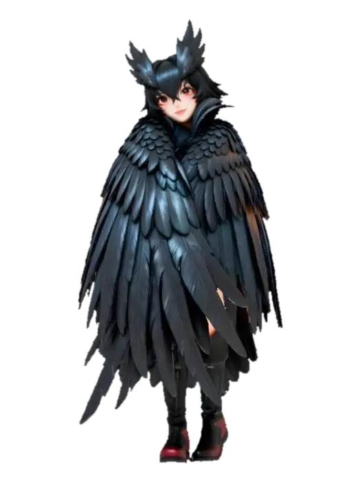 Lunar Crow Enigma 3D model, vytvořený pomocí AI