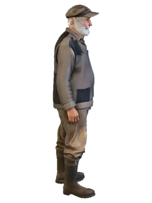 The Old Fisherman - Oldman 3D model, vytvořený pomocí AI