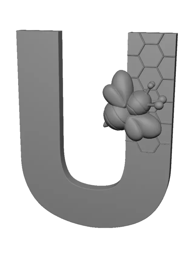 3D model for Bee on a Purple Hexagon U