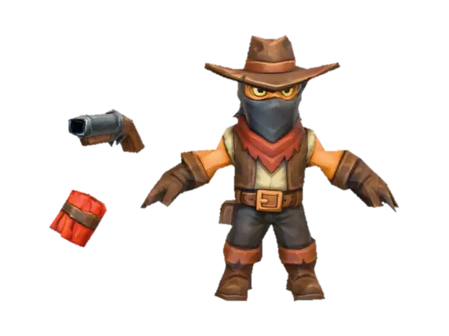 (secondary unit) Outlaw Western - Drama 3D model, vytvořený pomocí AI