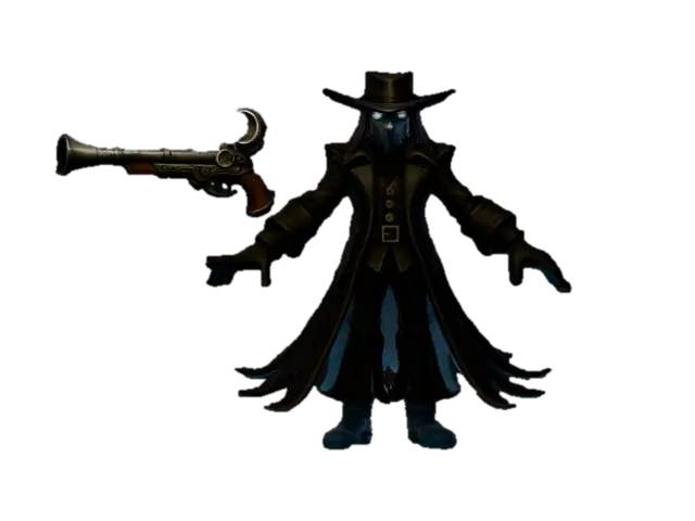 Shadow Gunslinger - Masked 3D model, vytvořený pomocí AI