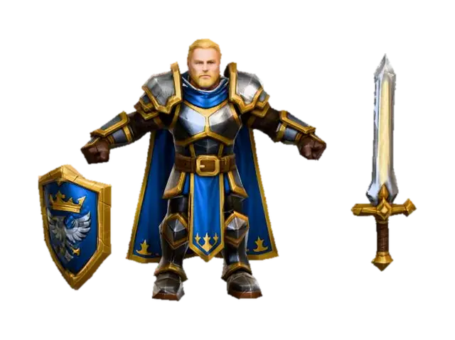 7.King Gallahad (Strength Hero) Crownguard (Medieval Humans) 3D model, vytvořený pomocí AI