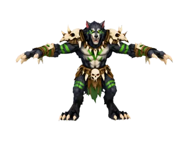 1️⃣ 🐺 Fangpack Raider (Werewolf Infantry)beasts 3D model, vytvořený pomocí AI