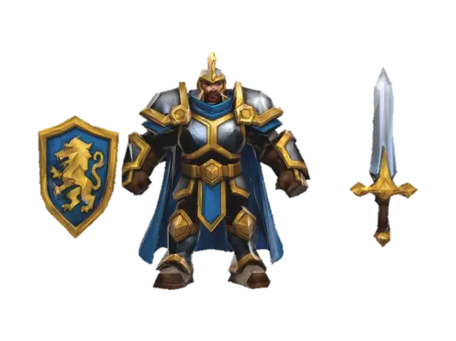 7.Sir Gallahad (Strength Hero) Crownguard (Medieval Humans) 3D model, vytvořený pomocí AI