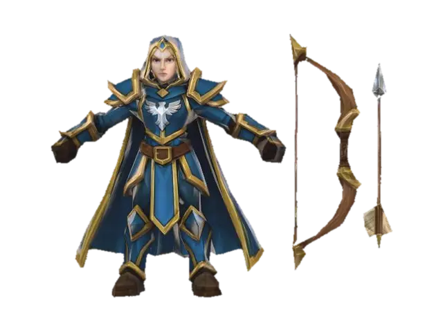 7.Skyblade Ranger (Agility Hero) Crownguard (Medieval Humans) 3D model, vytvořený pomocí AI
