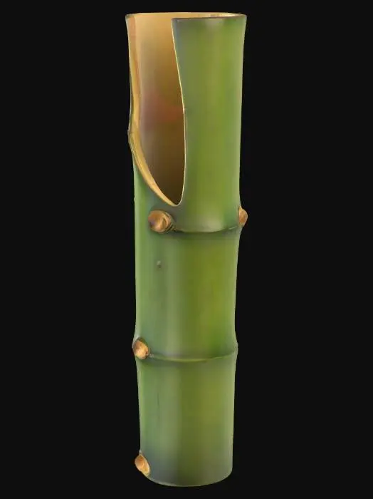 3D model for Tall bamboo segment vase – hollowed, with slanted cut opening. #PBR#