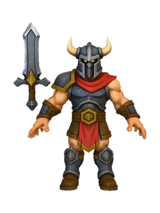 1. **(HERO,SPECIAL CHARACTER)Maximus the Lawbringer:** A renowned gladiator who… 3D model, vytvořený pomocí AI