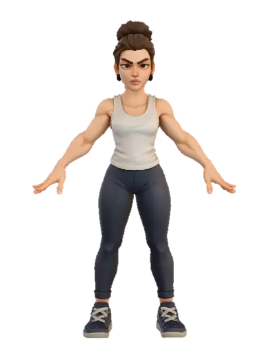 Determined Warrior 3D model, vytvořený pomocí AI