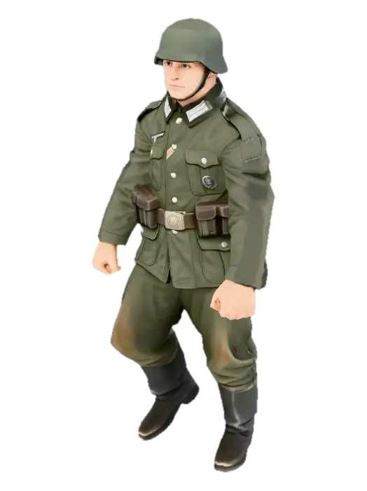 ww2 german soldier 3D model, vytvořený pomocí AI