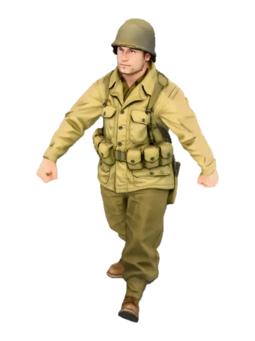 ww2 american soldier 3D model, vytvořený pomocí AI