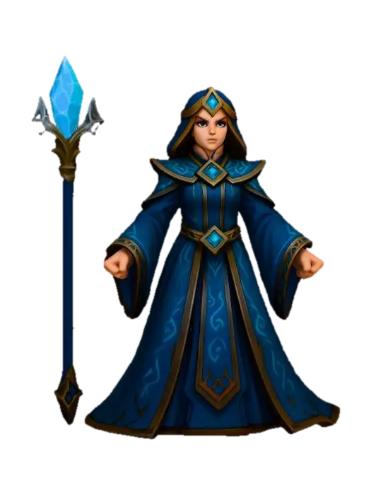 3.Battlemage (Mage unit) Crownguard (Medieval Humans) 3D model, vytvořený pomocí AI