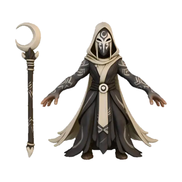 Moonlit Enchanter,Moonfang Matriarch (Hero) Role: Summoner / Support •… - Nocturnal 3D model, vytvořený pomocí AI
