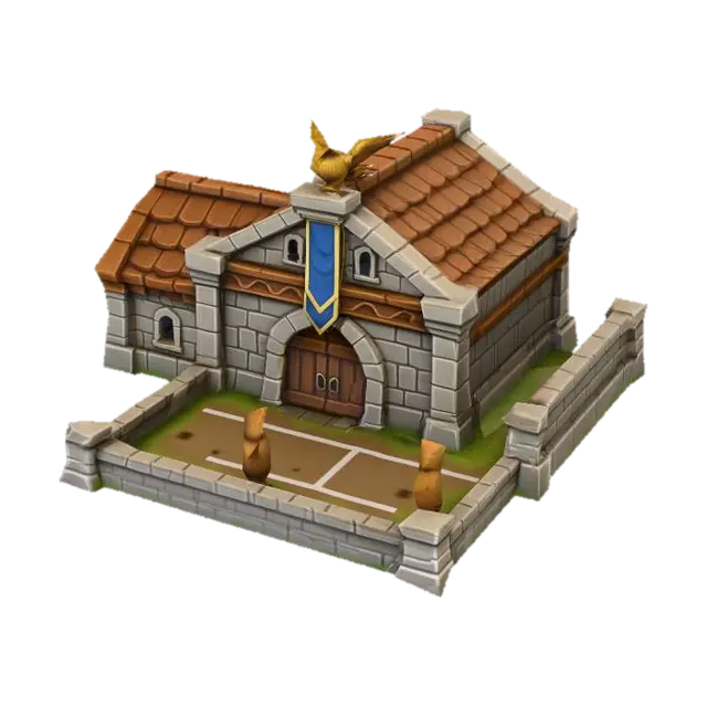 (barracks building)4.Royal Academy(Tier 4)Crownguard (Medieval Humans) 3D model, vytvořený pomocí AI