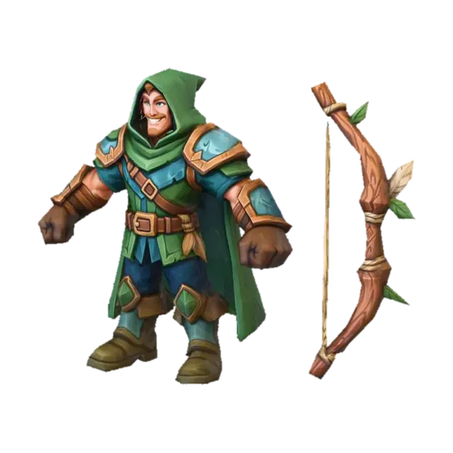 7.Robin Hood (Agility Hero) Crownguard (Medieval Humans) 3D model, vytvořený pomocí AI