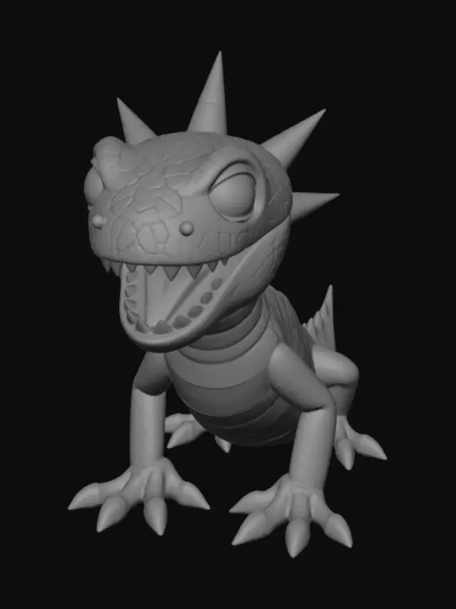 3D model for stylized low poly cave salamander monster (Material Studs roblox)