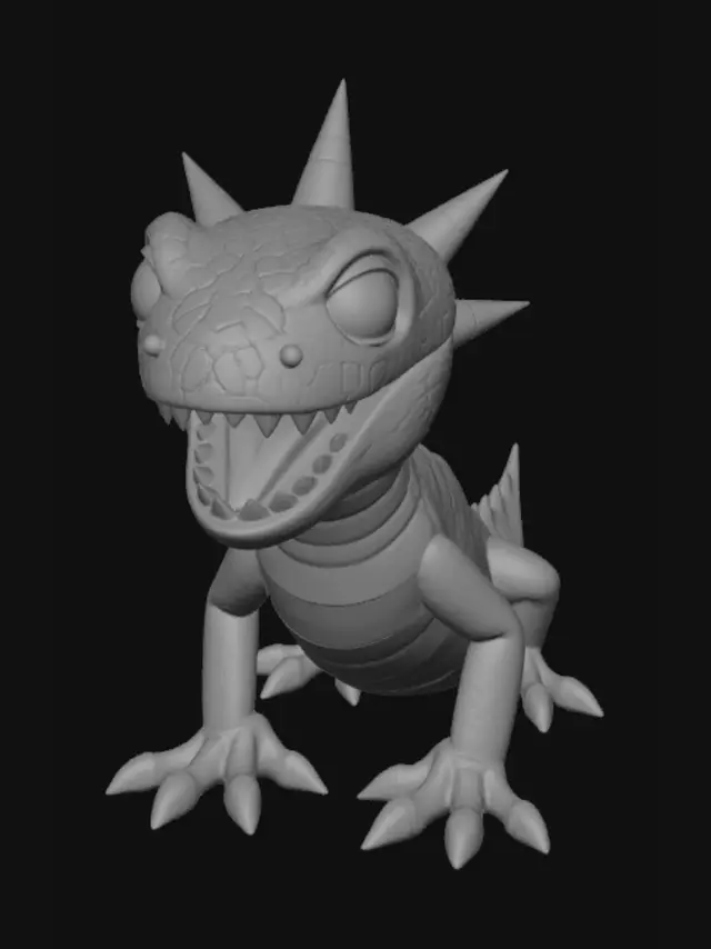 3D model for stylized low poly cave salamander monster (Material Studs roblox)