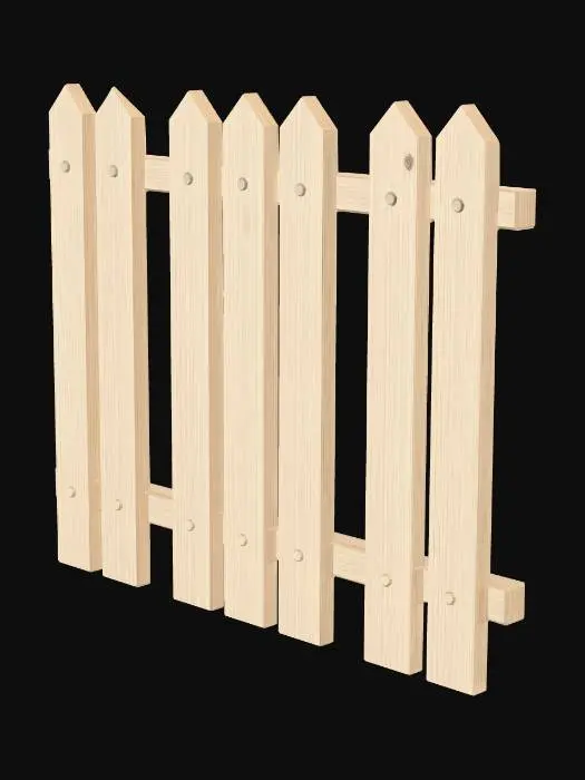 3D model for Generate a simple low construction fence for a VR game environment. The fence should be plain, clean, and functional, used only to separate the player area from the outer world. Show a basic lightweight barrier or fence with a simple shape, minimal details, and no complex textures. The style should be  game-friendly, pleasant for the eyes, clean, readable, and easy to use in a VR construction setting. Use simple materials, smooth surfaces, and a practical design. No extra decorations, no heavy realism, no complicated structure.