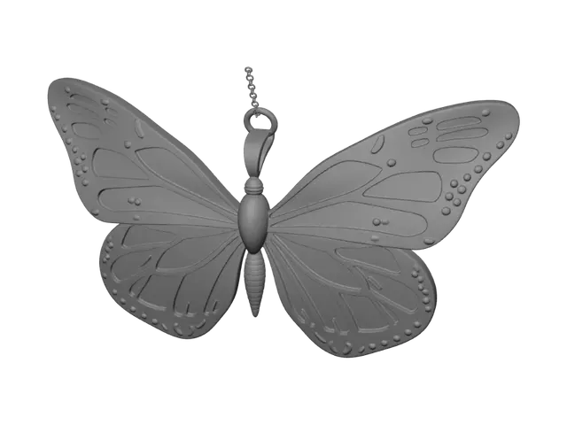 3D model for Monarch buttterfly pendent with way to attach necklass between its open wings