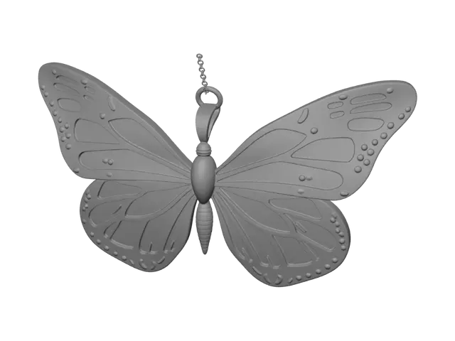3D model for Monarch buttterfly pendent with way to attach necklass between its open wings