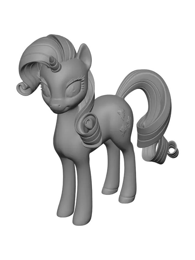 3D model for All four legs on the ground, head looking foreward,  remake it to rarity from my little pony,  keep the style