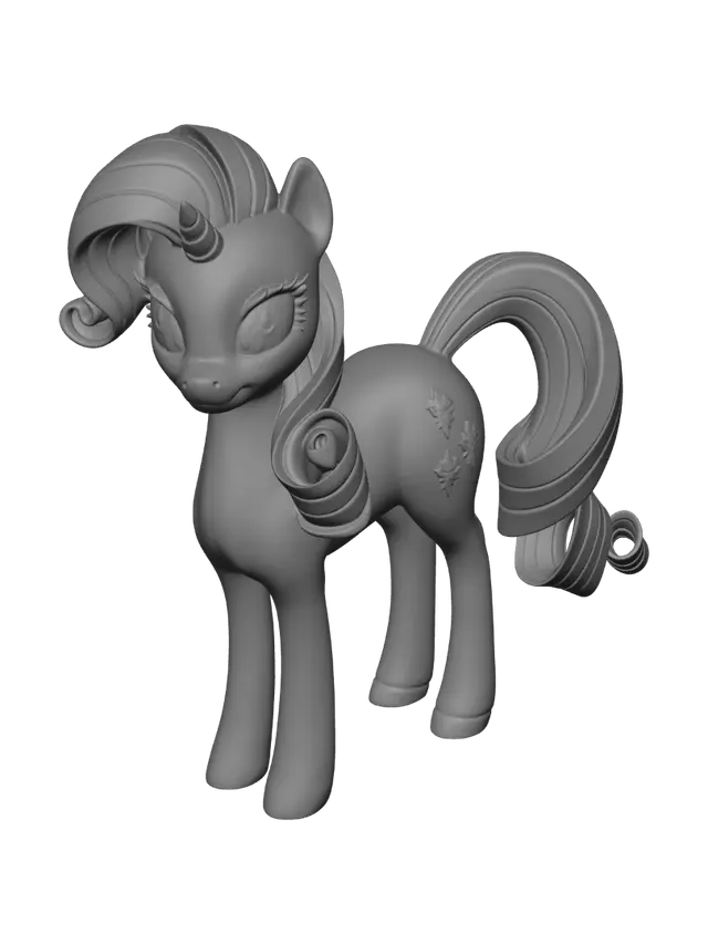3D model for All four legs on the ground, head looking foreward,  remake it to rarity from my little pony,  keep the style