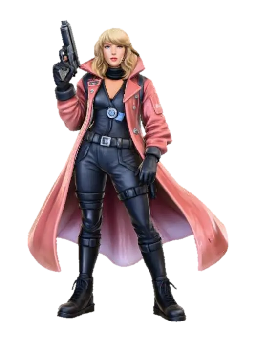 Captain Taylor swift. Stargrave/sifi character - Miniatures 3D model, vytvořený pomocí AI