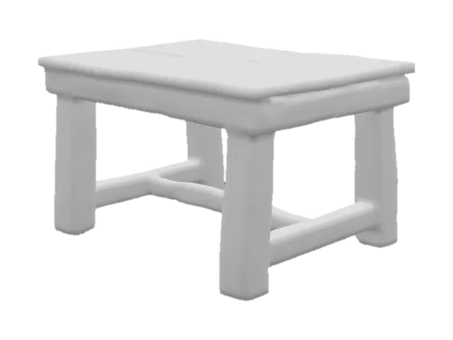 3D model for old wooden table with rough surface and thick legs, slightly uneven and worn edges, rustic 17th-century Dutch farmhouse style, ultra realistic and highly detailed