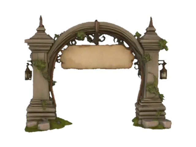 Create an entrance archway for an abandoned Fairytale theme park. A wide,… 3D model, vytvořený pomocí AI
