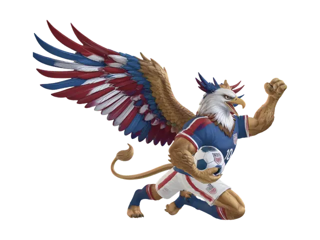 American Eagle on the Pitch - America 3D model, vytvořený pomocí AI