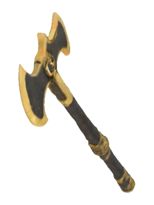 The object features a double-headed axe shape with intricate, wing-like,… - Doubleheaded 3D model, vytvořený pomocí AI